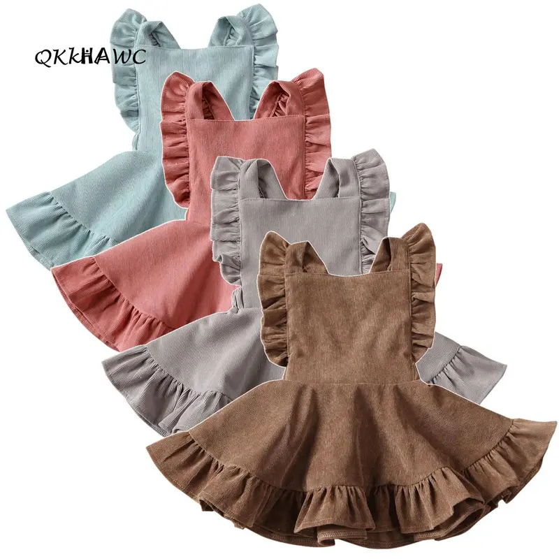 Toddler Girl Velvet Solid-Color Ruffle Sleeve Backless Strap Outfit - 1-2 Years Baby Clothing, First Birthday Dress, Spring Dress for Toddler Girls, Party Wear