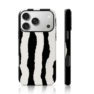 Vintage Zebra Stripes Phone Case for iPhone 17 Pro Max/16 Pro Max/15Pro Max 15/14/13/12 & Samsung S25 Ultra All Models Double-Layer TPU Shockproof Protective Cover Retro Black White Print