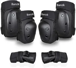 Adult Knee Pads Elbow Pads Wrist Guards for Adult Kids 6 in 1 Protective Gear Set for Skateboarding Biking Roller Skating Cycling Sports Black L