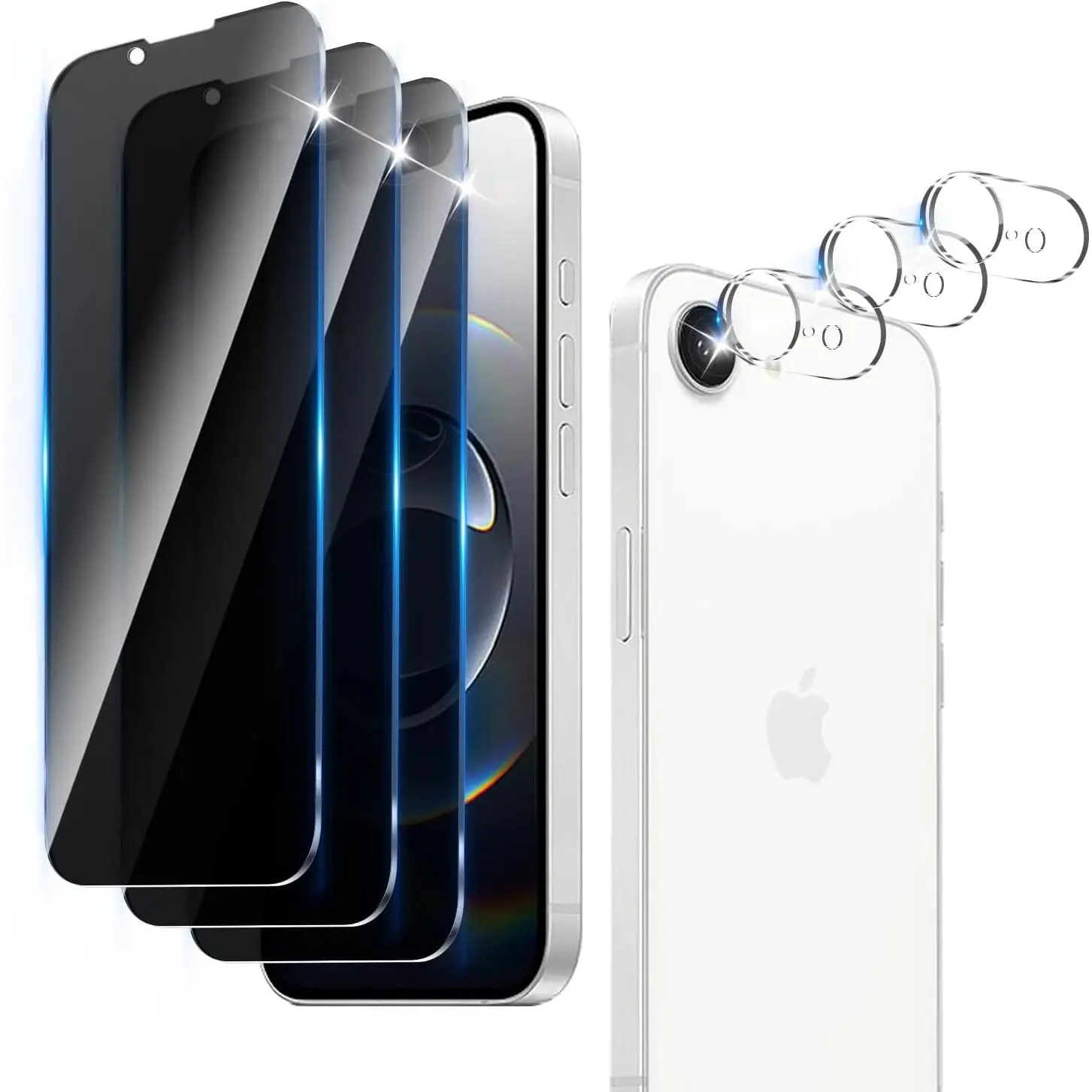 3 Pack  Screen Protector Designed for  16e / 17e With 3 Pack Camera Lens Protector,Full Coverage Anti-Spy Tempered Glass Film,9H Hardness,Bubble Free,Easy to Install