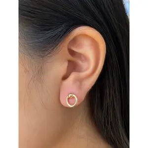 14K Gold Diamond Cut Ball Hoop Earrings