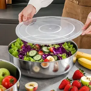 Large Stainless Steel Mixing Bowl with Lid - Rust-Resistant, Deep and Wide, Perfect for Dough Kneading, Pasta Making, Vegetable Washing, Soups | Modern Kitchen Essentials, Kitchen Necessities and Supplies