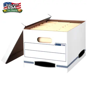 BB Basic Duty Letter/Legal File Storage Box with Lids, 10 Pack, White Corrugate Cardboard
