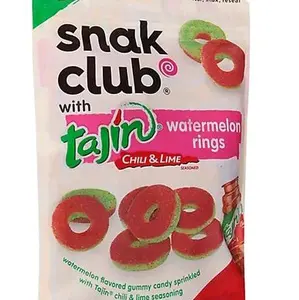 Snak Club Tajin 5.0oz Watermelon Rings with Chili & Lime Flavored Gummy Candy Sprinkled with Tajin Seasoning