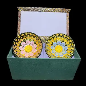 gifts-JianZhan- Chinese Teacup Golden Drawn Lotus Cup Gift Box Two Cups Artwork Tea Enthusiast Present