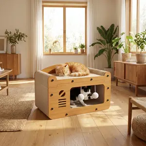 A three-in-one toy for playing, sleeping, and cuddling with a cat bed. Nail