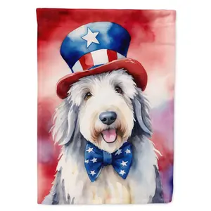Old English Sheepdog Patriotic American Garden Flag Mailbox Flag Decorative Yard Flag Banner Outside Patio Artwork Yard Flower Beds, Garden Size, Multicolor