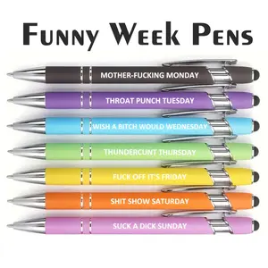 7Pcs Funny Week Pens, Fuck It Pens, Fancy Fu ck You Pen, Swear Words Ballponit Pen, Ballpoint Pen, Novelty Stationery for Adults, Black Ink 1.0 mm Retractable Ball-pen, Unique Office Supplies