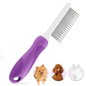 Pet Detangling Comb, Long & Short Stainless Steel Teeth Pet Comb, Knots & Tangles Removing Tool, Safe & Gentle DIY Dog & Cat Grooming Tool