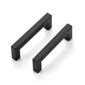 Ravinte 3-3/4 Inch Kitchen Square Cabinet Handles Cabinet Pulls Black Drawer Pulls Kitchen Cabinet Hardware Kitchen Handles