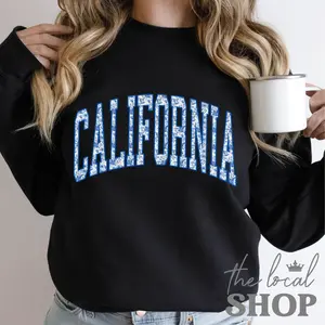 California Sweater California Blue Floral Sweatshirt Varsity Style Cali Shirt Blue Floral Aesthetic California State Sweater Unisex Fit