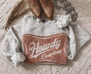 Howdy Cowboy crewneck sweatshirt, western graphic tees women, cowgirl western stuff, western clothing, western outfits women tops, country concert tops outfits, western shirts for women, women’s clothes