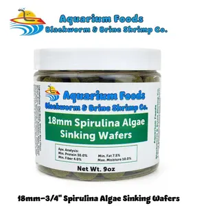 Wafers, 18mm - 3/4" Large Sinking Spirulina, Algae and Veggie Wafers for Bottom Tropical Fish, Shrimp, Snails, Crabs, Plecos, Catfish, All Tropical Fish. FREE 4-Type Wafer Mix & 12-Type Pellet Mix Included... Round Jar.