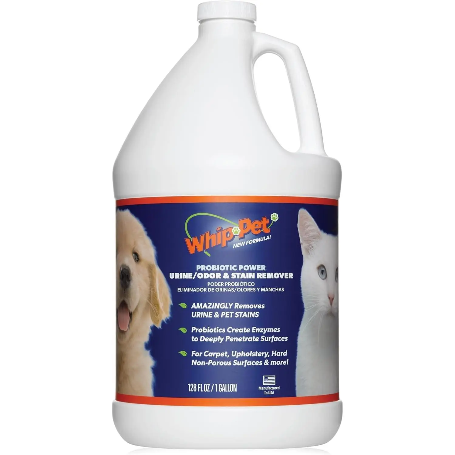 Whip-Pet Pet Odor Eliminator and Stain Remover - Enzymatic Cleaner for Dog Urine and Carpet Odor Eliminator - Pet Odor Remover - 128 fl oz / 3.78L