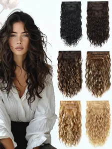 KAIRIYA 12 Inch Wavy Clip-in Hair Extensions, Gorgeous Fluffy Wigs for Women, Synthetic Hair Extensions, Synthetic Hairpieces for Party, Daily Use