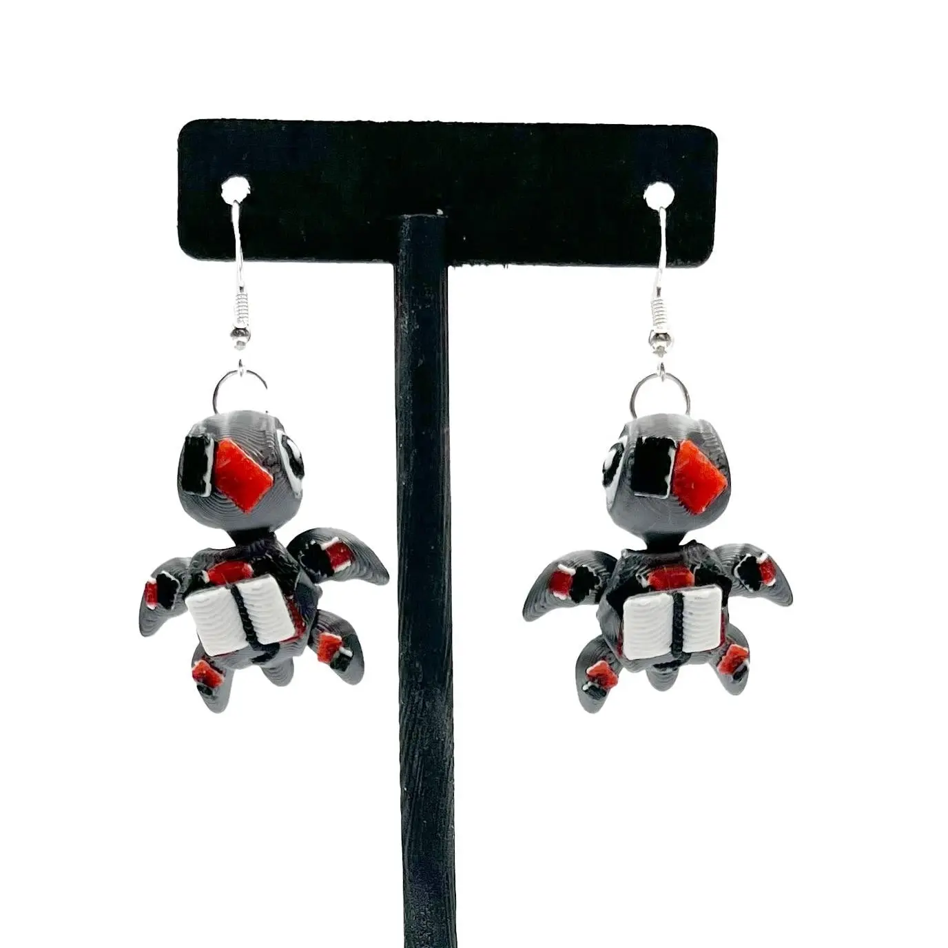 Bookish Turtle Dangling Earrings, 3D Printed Accessories for Book Lovers, Lightweight Articulated Lightweight Figure Animal Character Earrings, Fashion Costume Jewelry Accessories