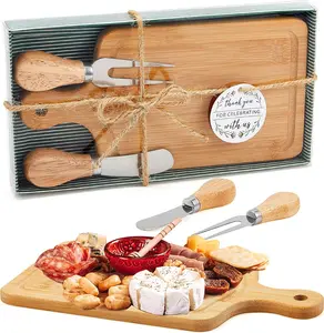 1 Set Bridal Baby Shower Cheese Prizes Wooden Square Board Gift Set Knives Forks