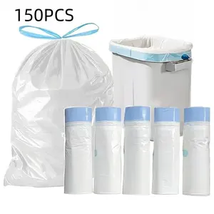 150 Thick Leakproof Odor Proof Drawstring Trash Bags, Extra Large 4-15 Gallon (15-60L), Durable Tear Resistant Garbage Bags for Home Office Pet Waste, Home Supplies