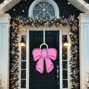 DK Large Pink Bow - UV Printed Door Hanger - 22" Tall - Indoor/Outdoor Use - Decor