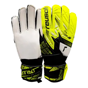 Reusch Attrakt SOLID Adult Goalkeeper Gloves - Yellow & White, Latex-Free, Open Cuff, Punching Zone, Sizes 7-11