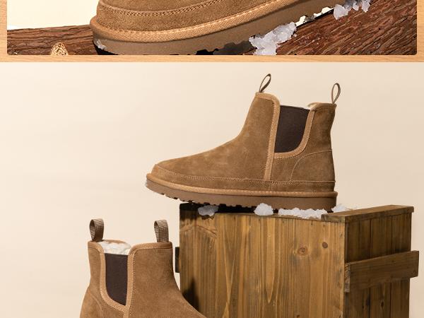 Bruno Marc Men's Suede Snow Boots - Classic Design, Comfortable Fit, Ideal for Cold Weather