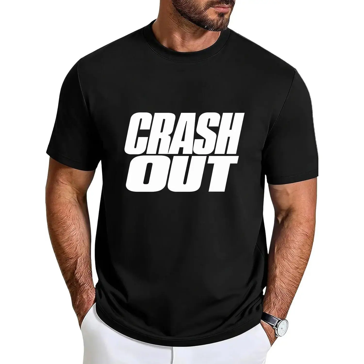 Unisex Crash Out Meme Graphic Print T Shirt Casual Short Sleeve Round Neck Streetwear Top Funny Retro Vintage Urban Graphic Tee For Everyday Wear