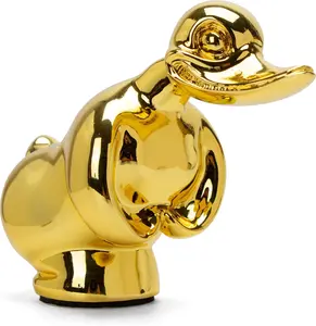 Angry Rubber Duck Hood Ornament - Self Adhesive 3D Funny Car Bonnet Decoration Accessories (Gold / Yellow)