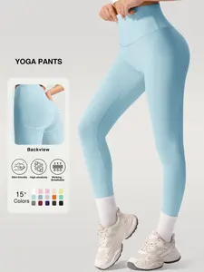 Single Piece Solid Color Sport Leggings, Breathable Comfort Yoga Pants, High Waist Tummy Control, Gym & Daily Wear, Multiple Colors Available, Activewear Bottoms