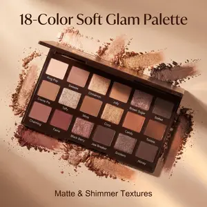 18-Shade Silky Blend Neutral Powder Eyeshadow Palette, Compact with Mirror, Long-Lasting Matte, Shimmer & Metallic Finishes for Daily Flawless Makeup