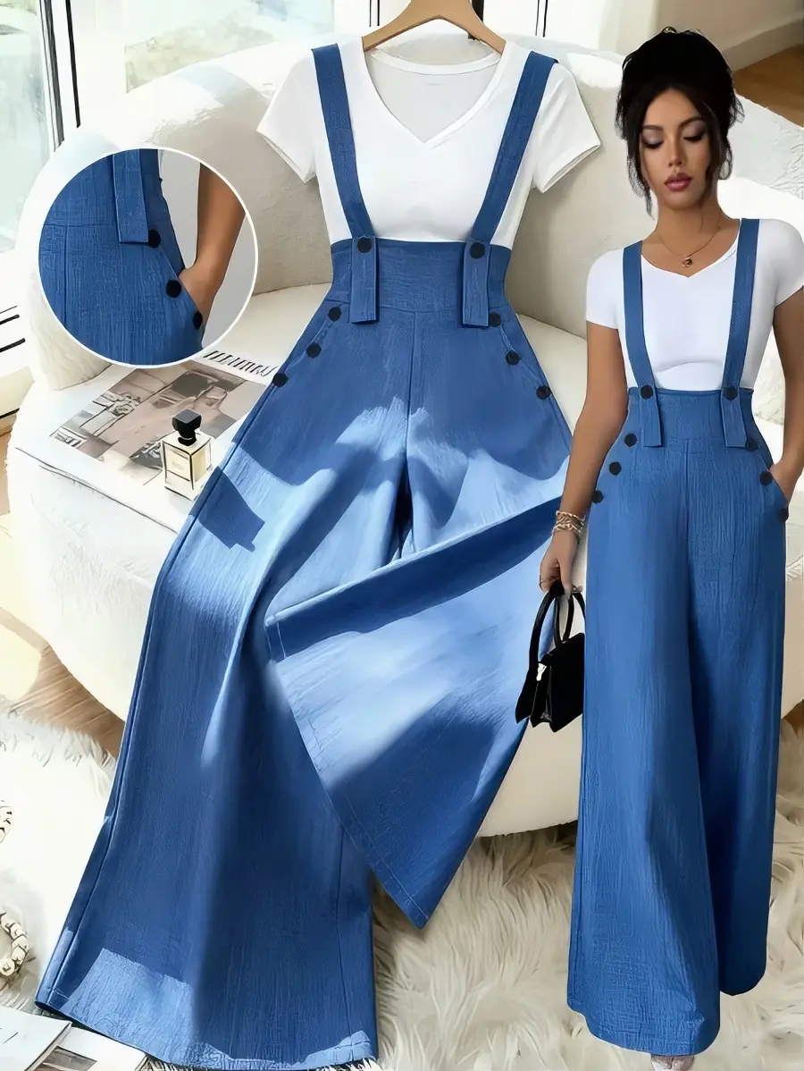 Denim Overalls with White T-Shirt - Comfortable and Stylish Look for Everyday Wear