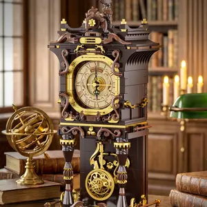 Classic Retro Clock Building Block Model Toy, Vintage Style Wall Clock Home Decor, Creative Gift, Unique Collectible Toy for Kids and Adults