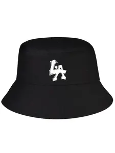 Unisex Casual Polyester Black Bucket Hat with Detroit Skyline Silhouette Print, Ideal for Beach Trips, Summer Travel, Black Hat,summervibes