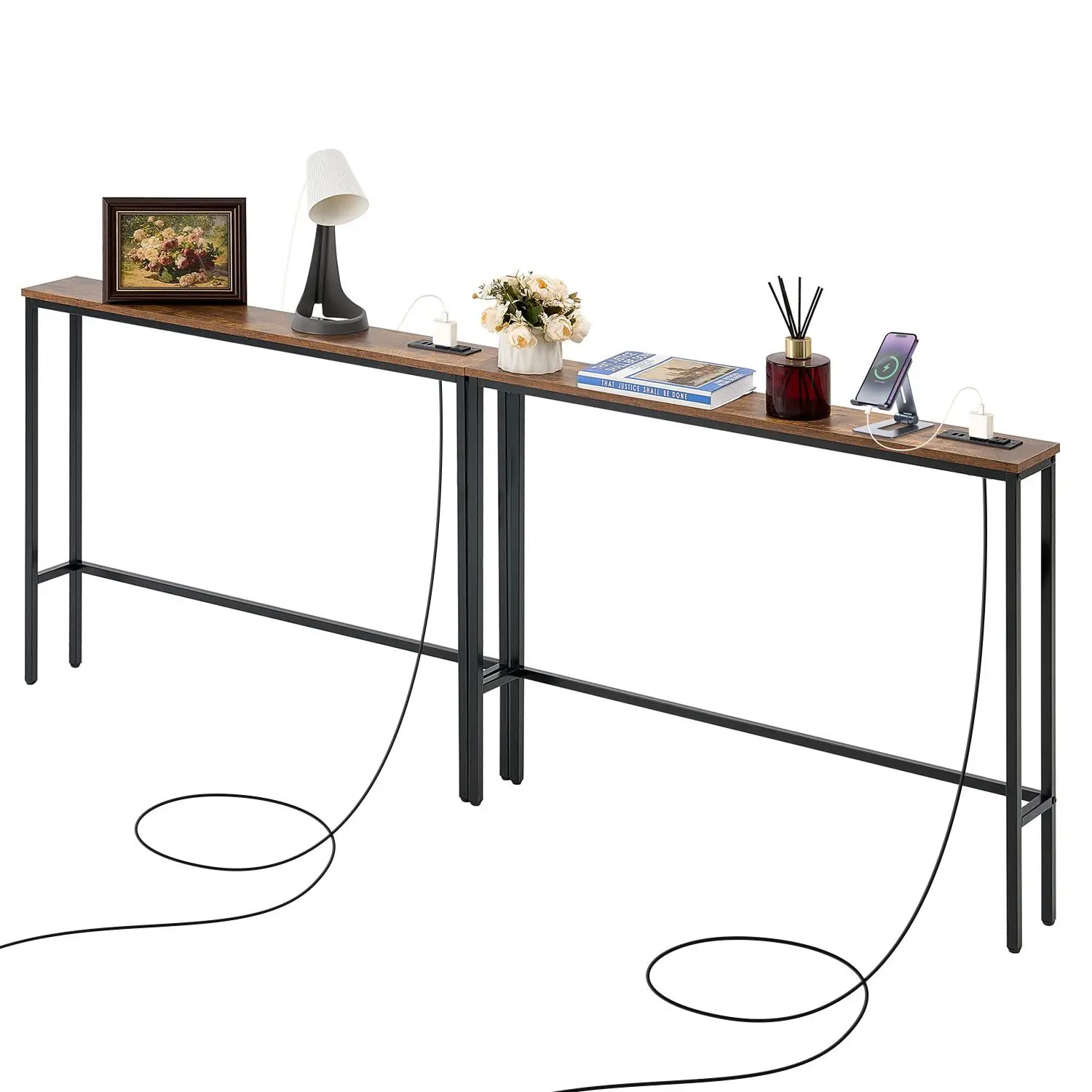 VEVOR Narrow Console Sofa Table Couch Table 2 Pieces for Entryway & Living Room