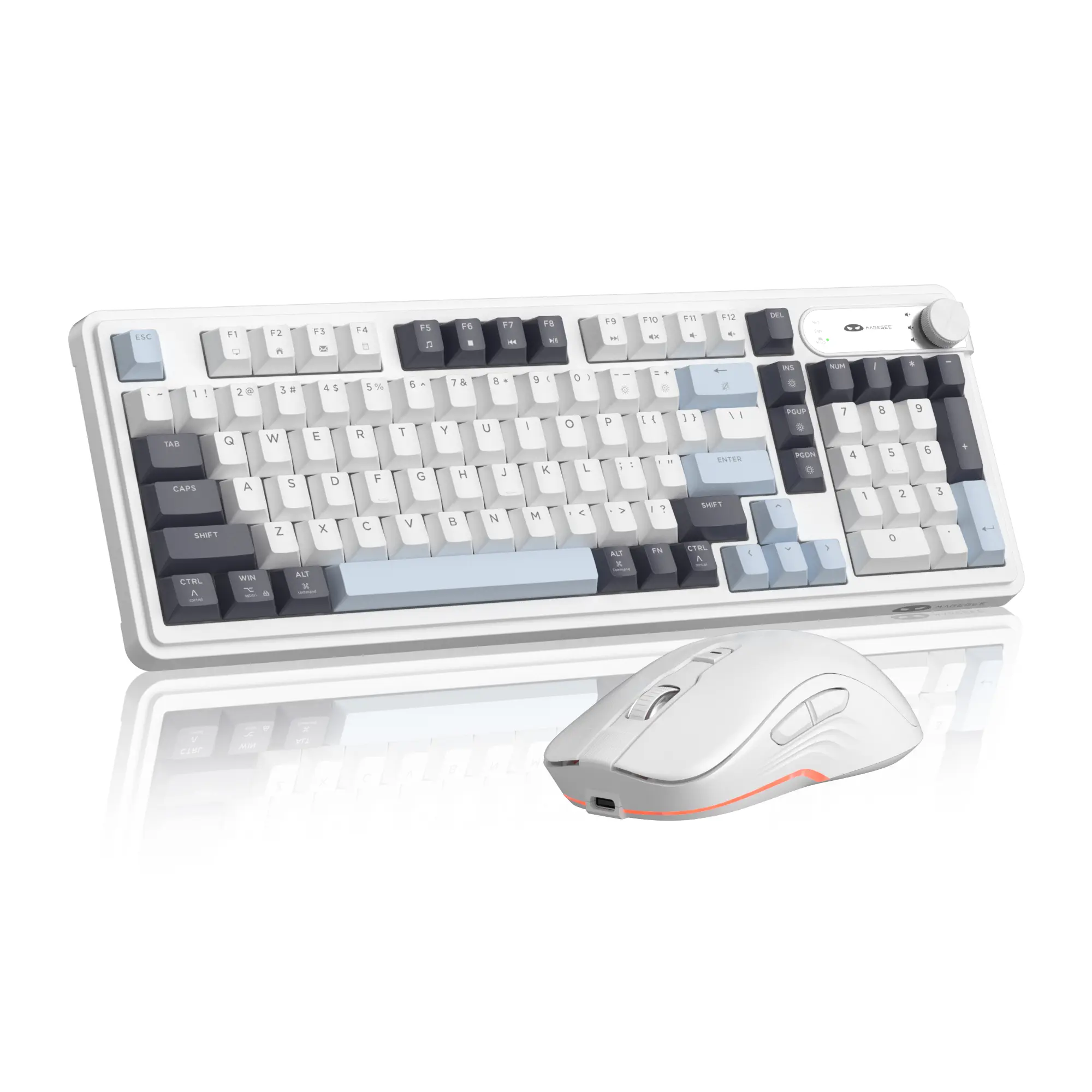 MAGEGEE GK960 WIRELESS KEYBOARD AND MOUSE COMBO, 2.4Ghz CONNECTION, RGB LIGHTING, KNOB DESIGN, SUITABLE FOR GAMING /OFFICE.