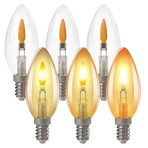 6 PACK LED Flame Light Bulbs E12 Candelabra Base Outdoor/Indoor Flickering Flame Light Bulbs 2200k Amber Warm White B11 / C35 Fire Light Bulb for Chandelier Lamp (Non-dimmable)