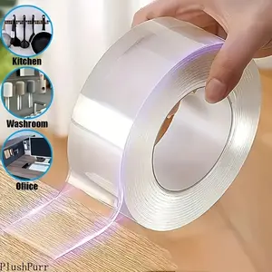 1-Pack Nano Double-Sided Heavy Duty Tape - 9.84ft Removable Clear Mounting Tape for Indoor Use, Wall, Carpet - Strong, Washable, Traceless Adhesive for Home & Party Supplies DIY Projects outdoorfun
