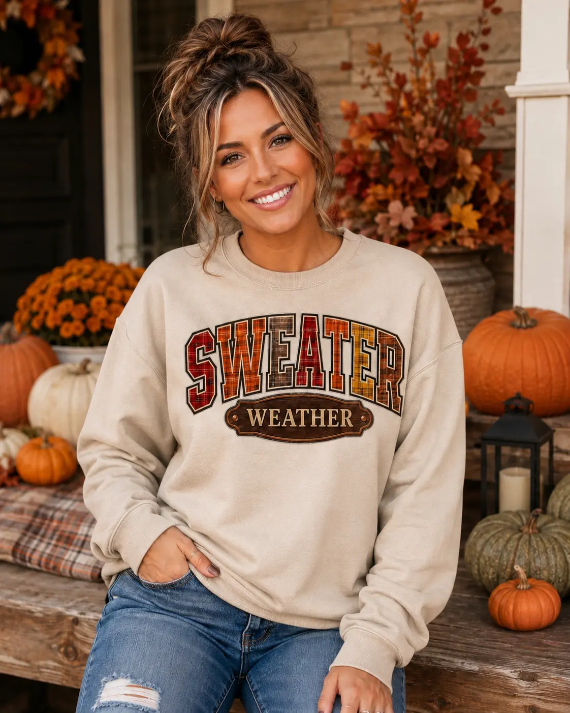 Women's Printed Pullover Sweatshirt, Ideal for Sweater Weather