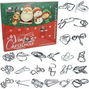 Brain Teaser Puzzle Advent Calendar 2025 for Kids, Montessori Brain Teasers Game for Kids Age 3, 4, 5, 6, 7 Years Old, Decoration Gift Box Set of 24pcs Brain Teaser Toy for Travel christmas night