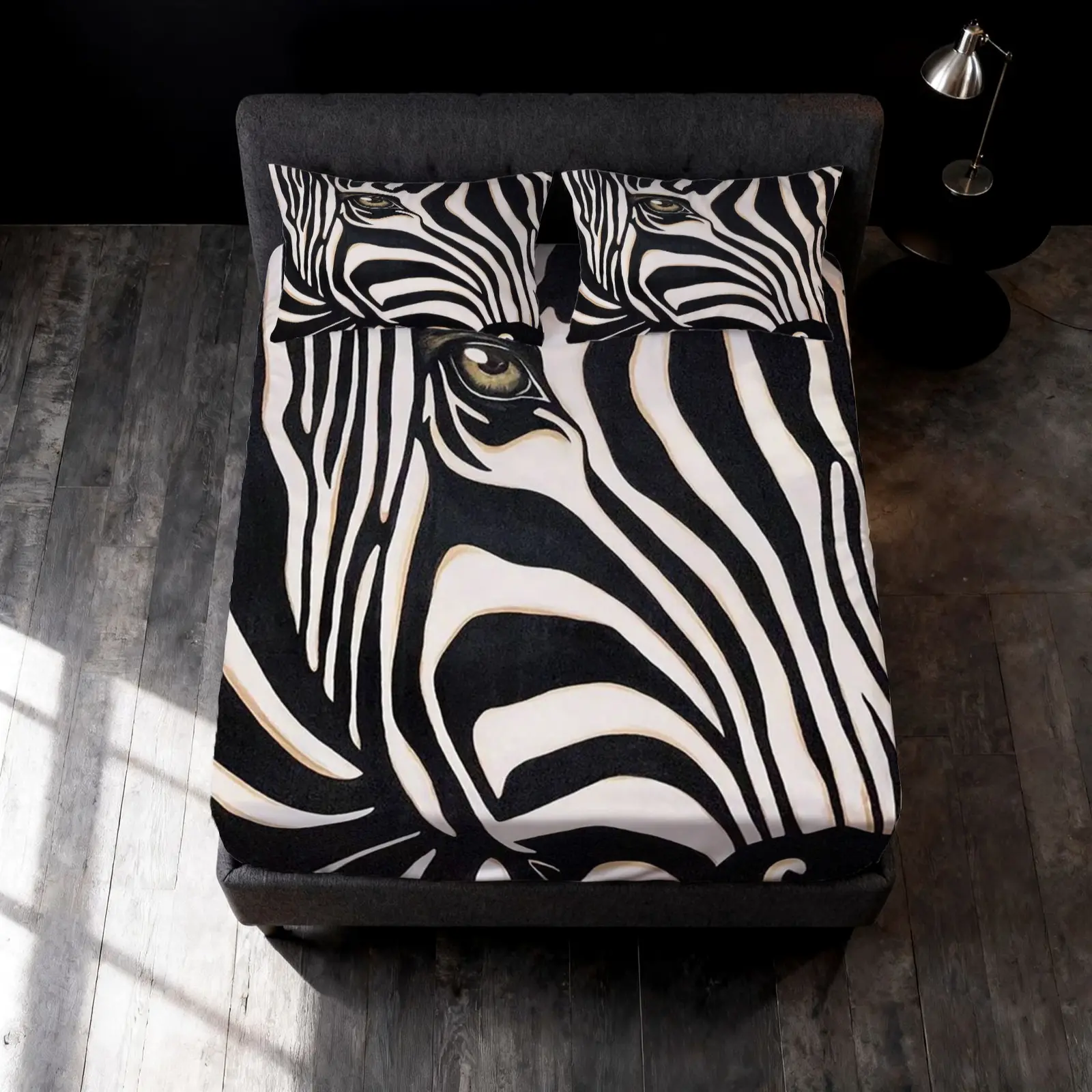 3Pcs Artistic Zebra Print Fitted Sheet Set, Stylish Minimalist Bedding, No Pillow Inserts, All-around Elastic Mattress Cover, Ideal for Bedroom Use & Holiday Gifting