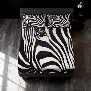 3Pcs Artistic Zebra Print Fitted Sheet Set, Stylish Minimalist Bedding, No Pillow Inserts, All-around Elastic Mattress Cover, Ideal for Bedroom Use & Holiday Gifting