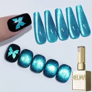 1PC 15ML M170 Cat Eye Gel Sparkling Sea Blue Magnetic Nail Art Alcohol-Free Glittery Finish Perfect for Salon DIY Nail Art Essentials Sparkling Nail