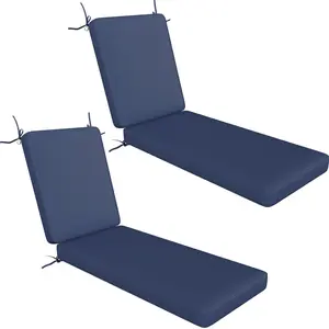 AECOJOY Chaise Lounge Cushions Outdoor Set of 2, 72x21x3 Inch Lounge Chair Cushion for Outdoor Furniture, Fade Resistant Patio Sun Lounger Replacement with Removable Cover
