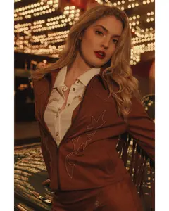 Juniper Faux Suede Boot Stitched Fringe Zip-Up Jacket