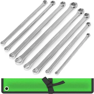 8PCS Extra Long Double Box End Wrench Set, CR-V, Less Effort Aviation Wrench Metric 8mm - 24mm