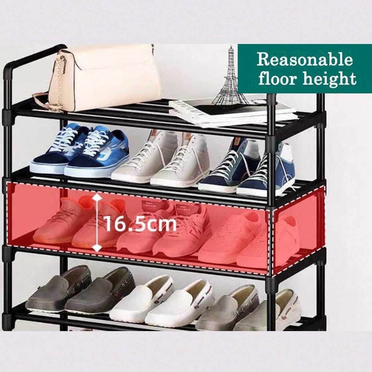 TAIMASI 1pc Multi-Layer Shoe Rack, Black Shoe Storage Stand, Simple Household Shoe Storage And Organization, Multifunctional Storage Shelf, Space Saving Shoe Rack, Suitable For Doorway, Bedroom, Corridor