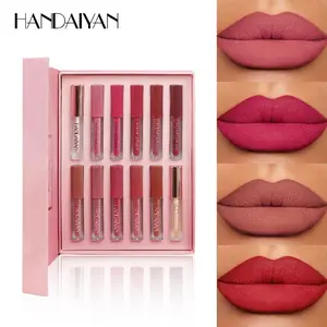 Lip Gloss Set 12 Square Tube Lip Gloss Waterproof and Easy to Color Pearlescent Matte Lip Gloss Set Makeup, Cosmetic