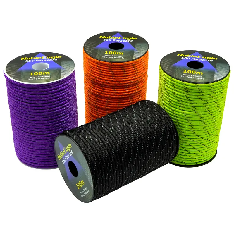 Camping & Hiking Reflective 7-Strand 4mm 550 Paracord, Essential Tent Lanyards Cord for DIY Projects, Bracelet Weaving