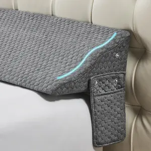 Queen Size Bed Wedge Pillow for Headboard Gap, Wedge Pillow Headboard with Side Pockets and Wave, High-Density Foam Bed Gap Filler (0-6"), 60x10x6 Inch, Gray