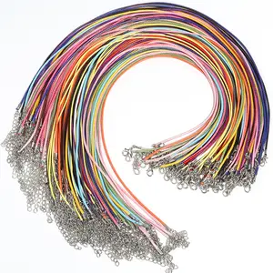 10Pcs/Lot 45-50cm Colorful Adjustable Leather Rope Chain Cord For DIY Pendant Necklace Keychain Clasp Jewelry Crafts Accessories