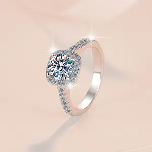 1 Carat D Color VVS Moissanite Square Cut Ring, Square “Sugar” Design, Premium Jewelry Hand Accessory, 925 Silver Ring
